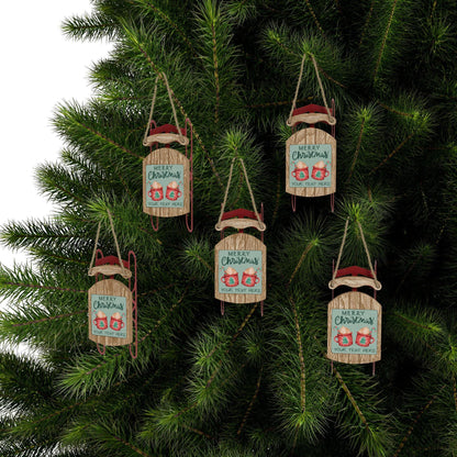 Personalized Merry Christmas Sled Ornaments