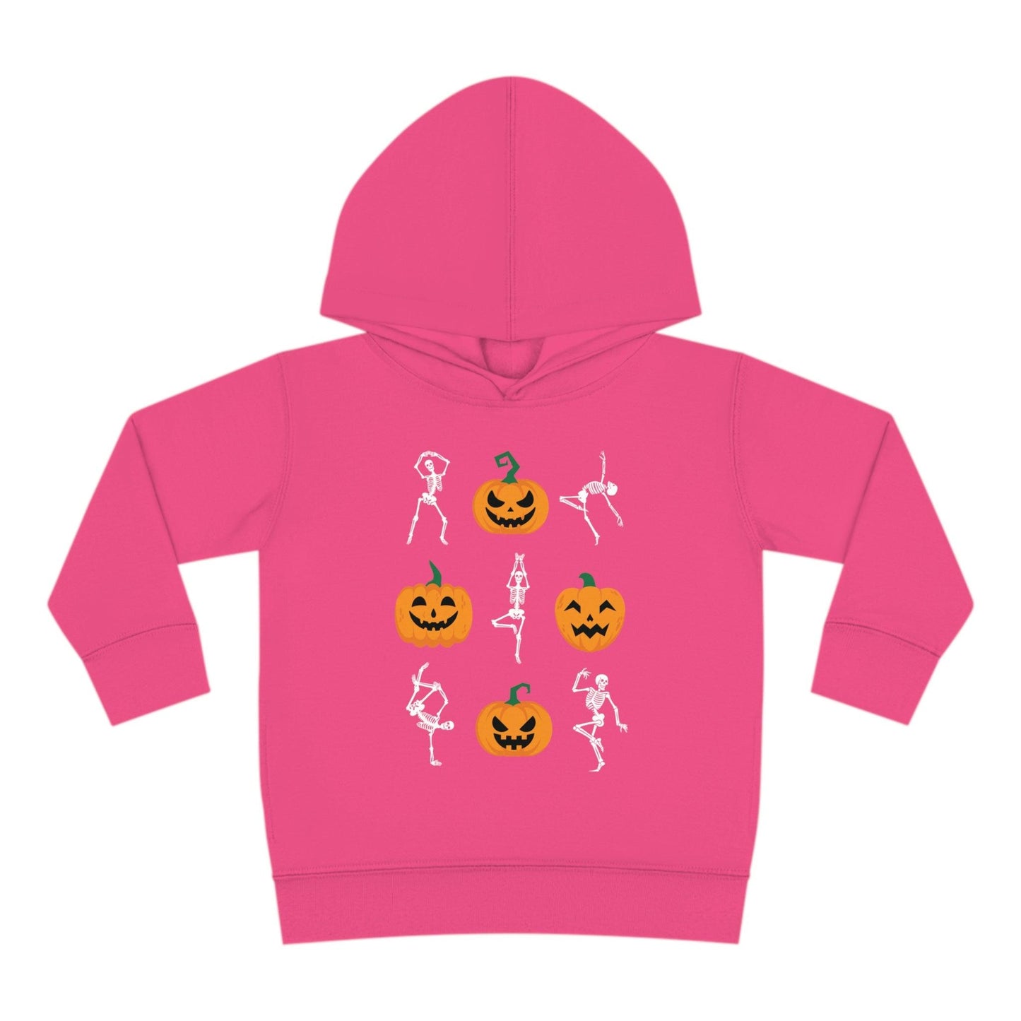 Pumpkins and Skeletons Halloween Fall Toddler Hoodie vintage hot pink