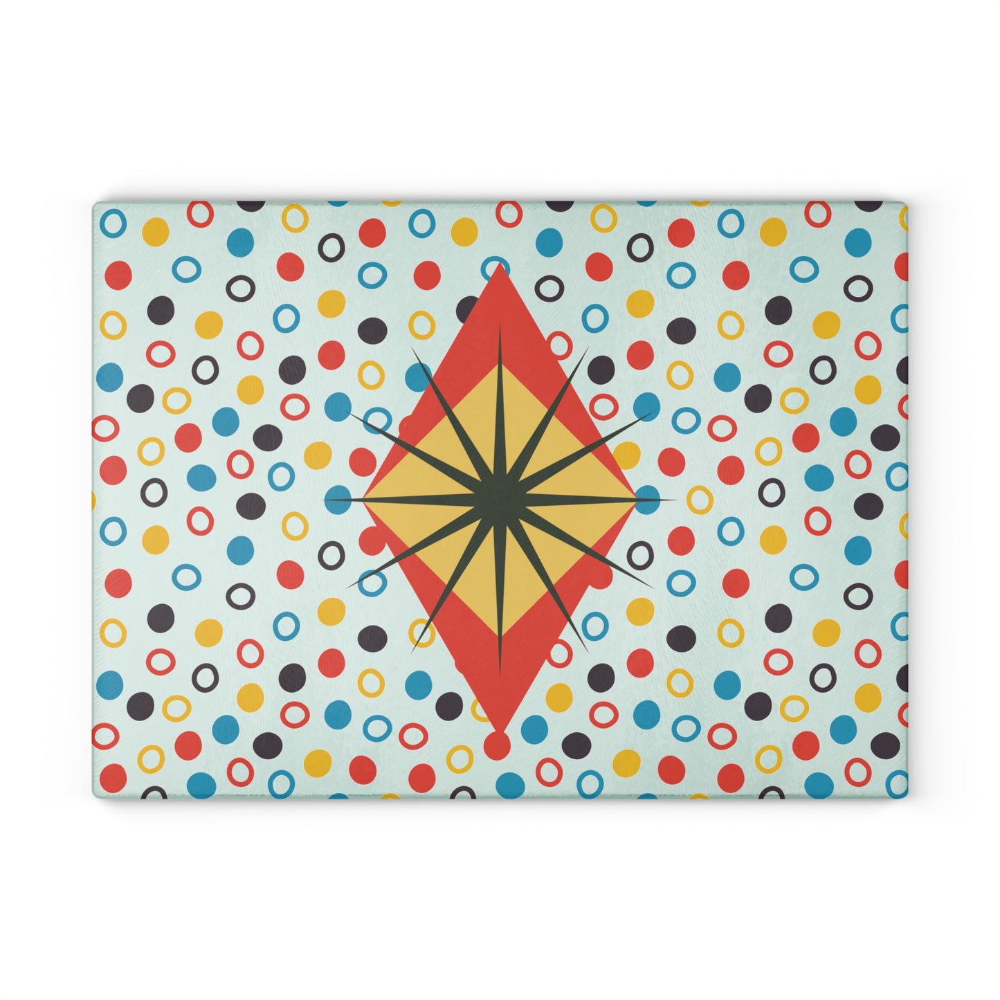 Retro Glass Cutting Board, Geometric Decor, Retro Kitchen Cutting Board