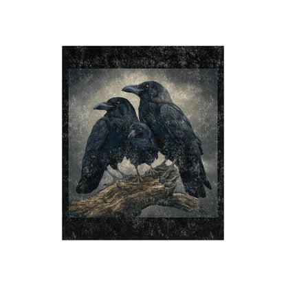 Crow Blanket, Crow Crushed Velvet Blanket, Throw Blanket