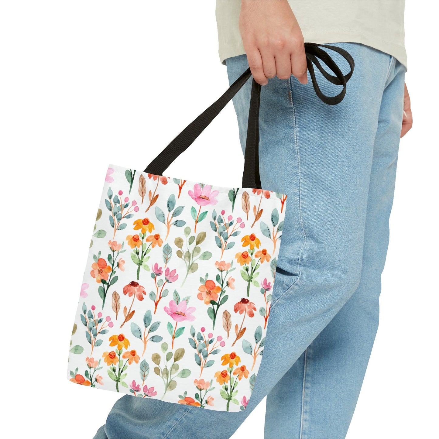 Floral Tote Bag, Beautiful Flowers with All Over Print Tote, Botanical Bag, Gardener Accessory Bag