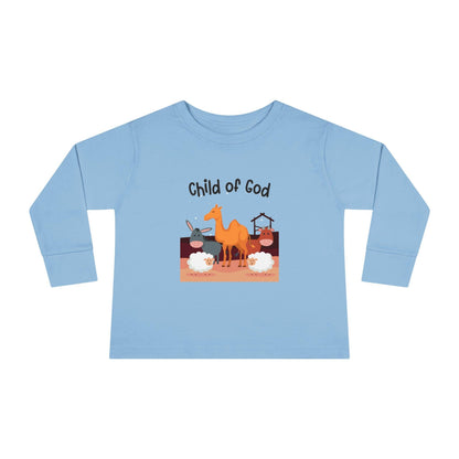 light blue child of God toddler long sleeve shirt