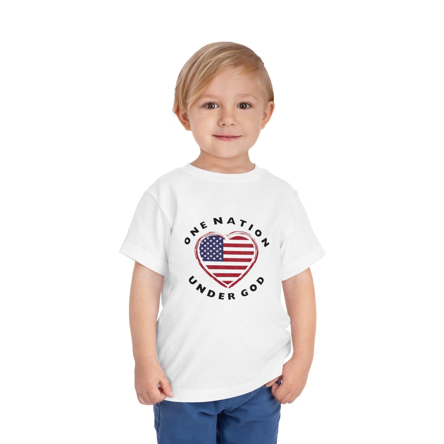 One Nation Under God Toddler T-Shirt, Kids Patriotic Shirt, 4th of July