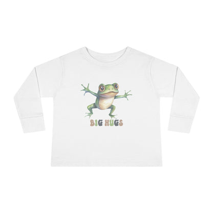 white frog big hugs toddler long sleeve shirt