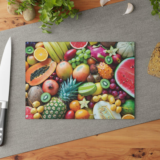 Fruits Glass Cutting Board table shot