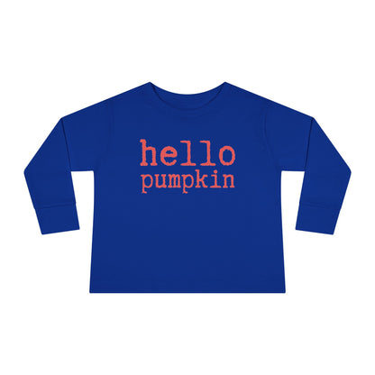 Hello Pumpkin Toddler Long Sleeve Tee Shirt royal