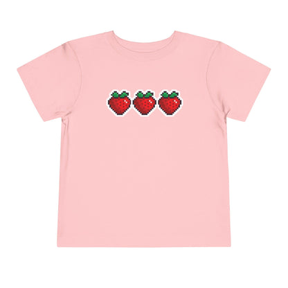 pink strawberries pixelated sticker toddler t shirt