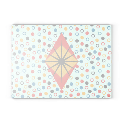 Retro Glass Cutting Board, Geometric Decor, Retro Kitchen Cutting Board