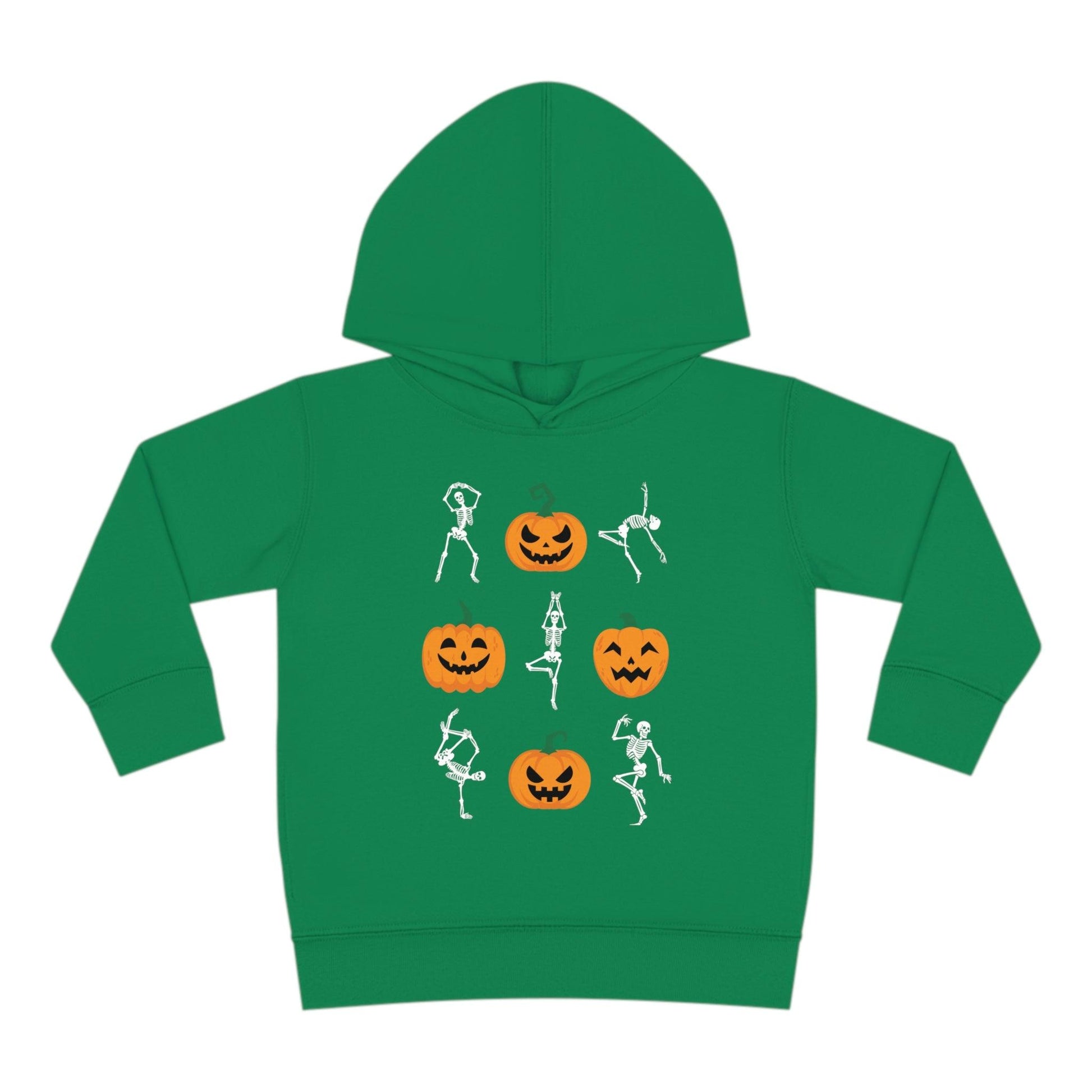 Pumpkins and Skeletons Halloween Fall Toddler Hoodie Kelly