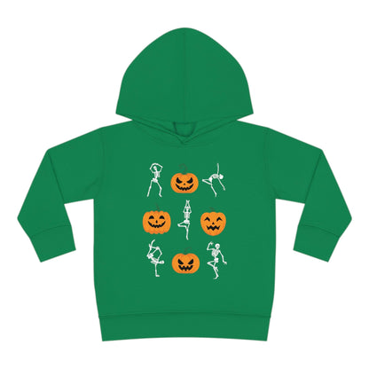 Pumpkins and Skeletons Halloween Fall Toddler Hoodie Kelly