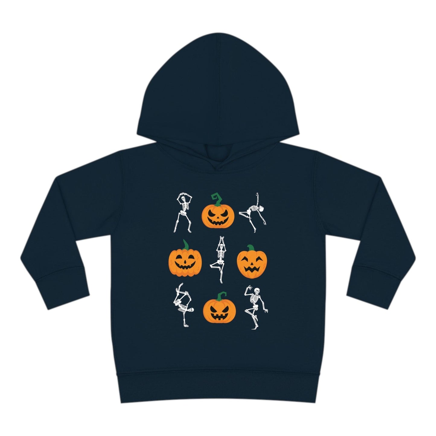 Pumpkins and Skeletons Halloween Fall Toddler Hoodie navy