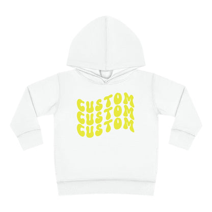 white personalized toddler hoodie front side print