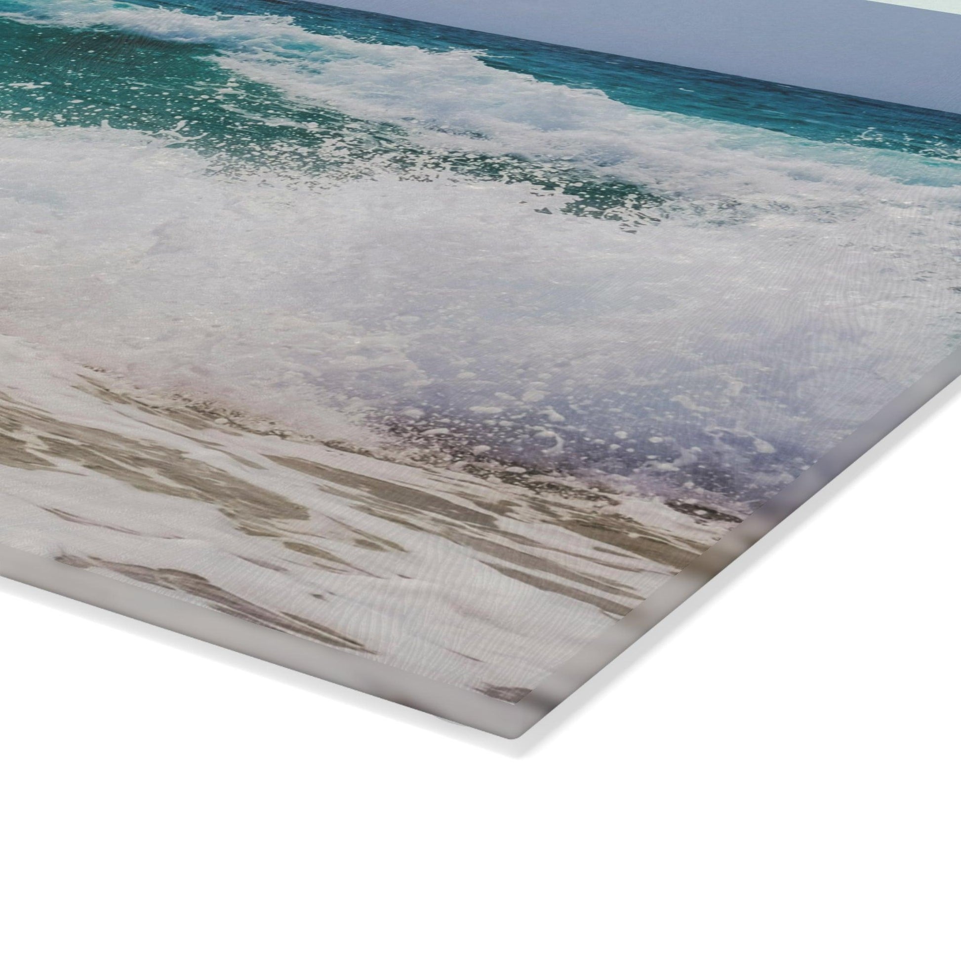 Personalized Ocean Waves Glass Cutting Board corner shot