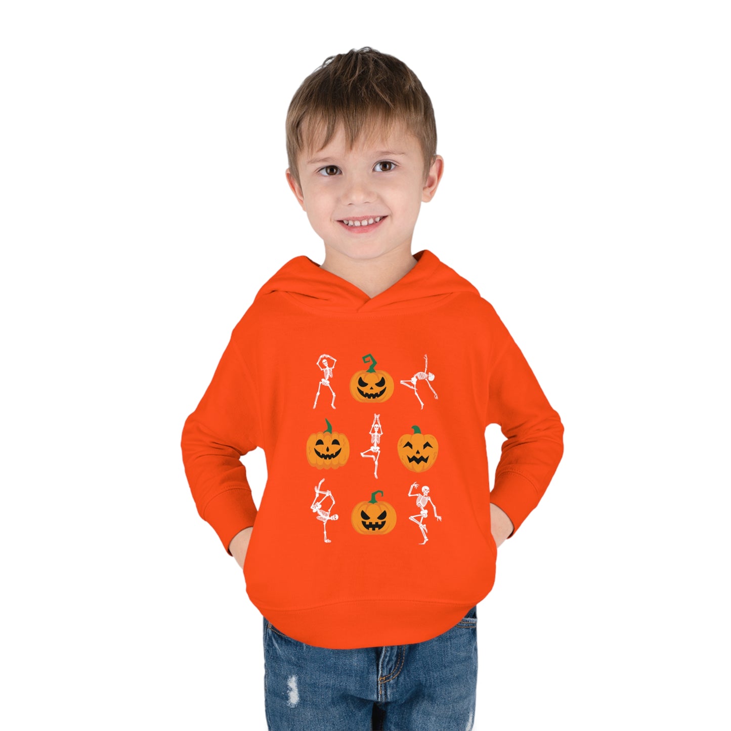 Pumpkins and Skeletons Halloween Fall Toddler Hoodie