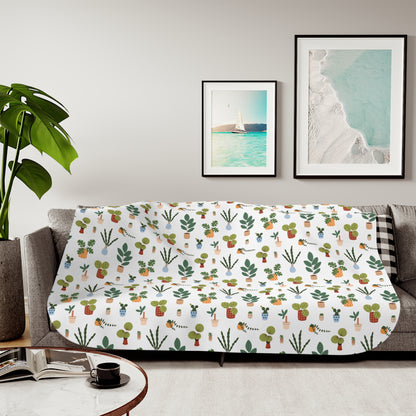 60x80 Plants Sherpa blanket on the couch