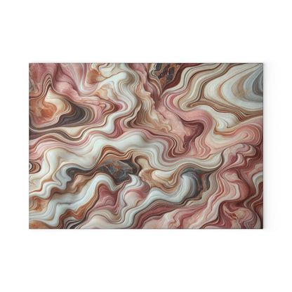 Marble Look Glass Cutting Board Pinks Grays and Browns small board