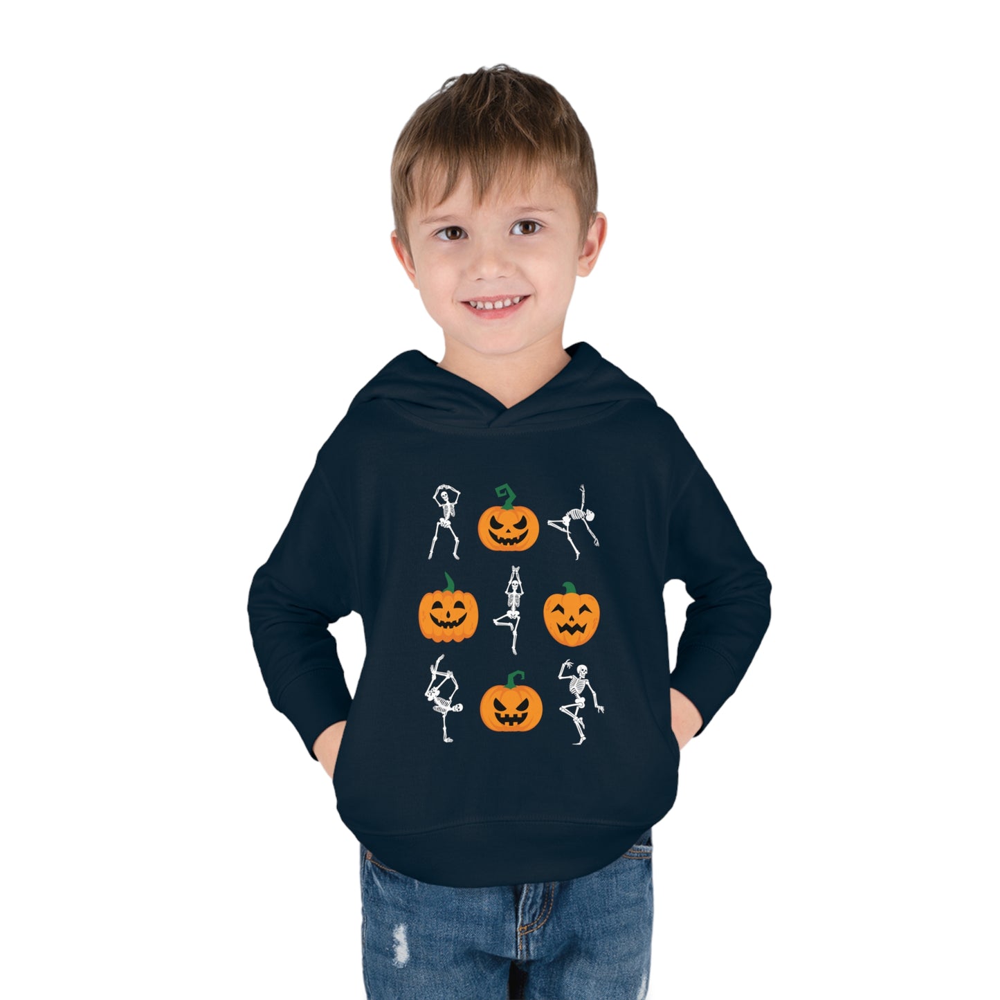 Pumpkins and Skeletons Halloween Fall Toddler Hoodie