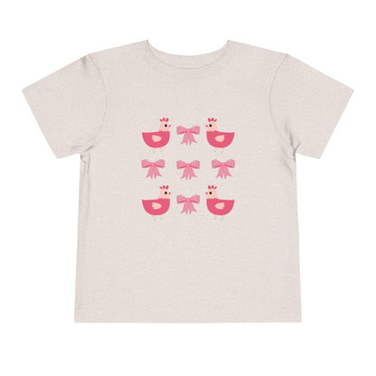 heather dust chicken and bows toddler girl shirt