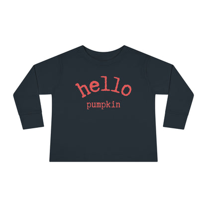  Hello Pumpkin Toddler Long Sleeve Tee Shirt black