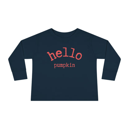  Hello Pumpkin Toddler Long Sleeve Tee Shirt navy