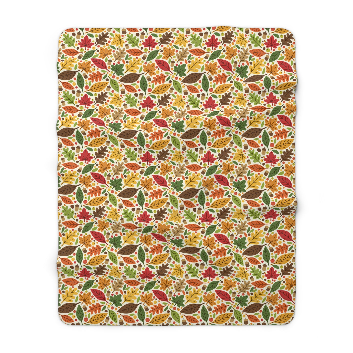 Autumn Leaves Sherpa Blanket, Fall Leaves and Acorns Fleece Blanket