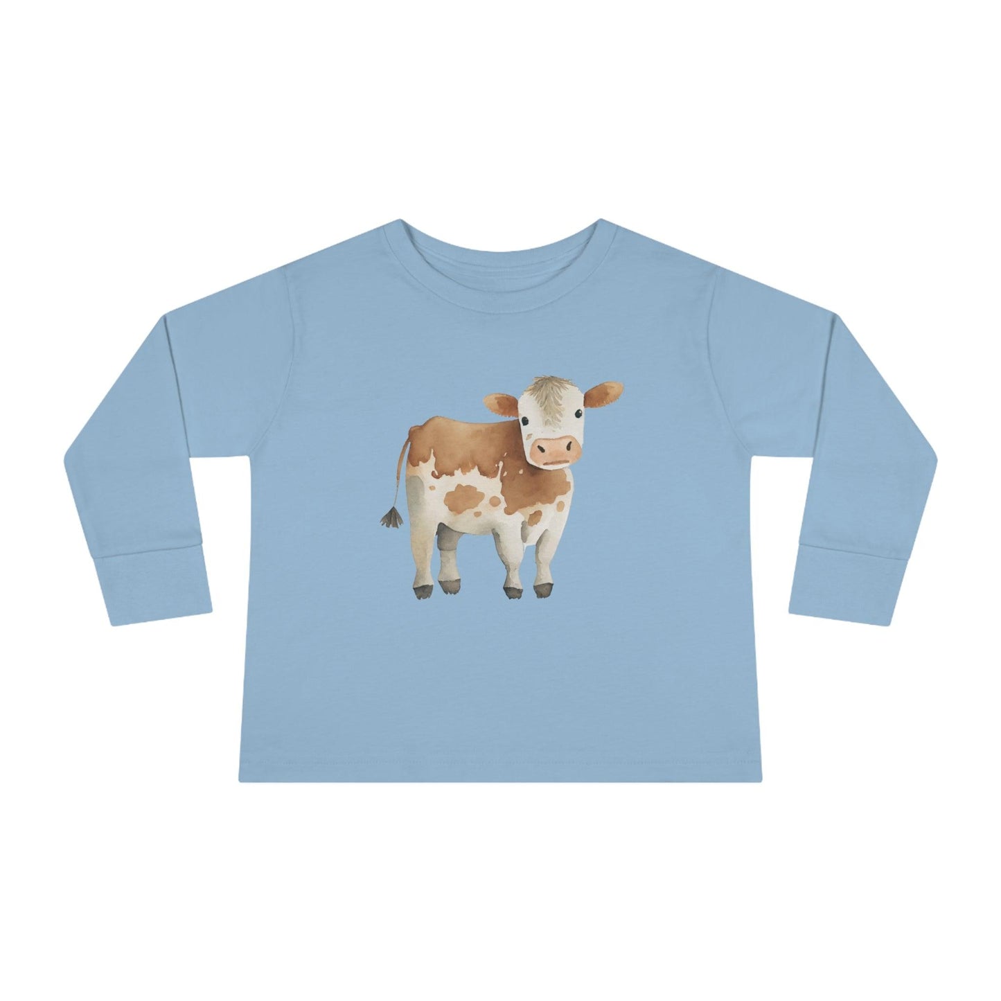 light blue heather cow toddler long sleeve shirt