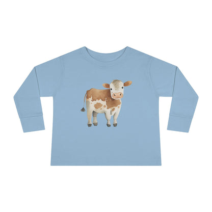 light blue heather cow toddler long sleeve shirt