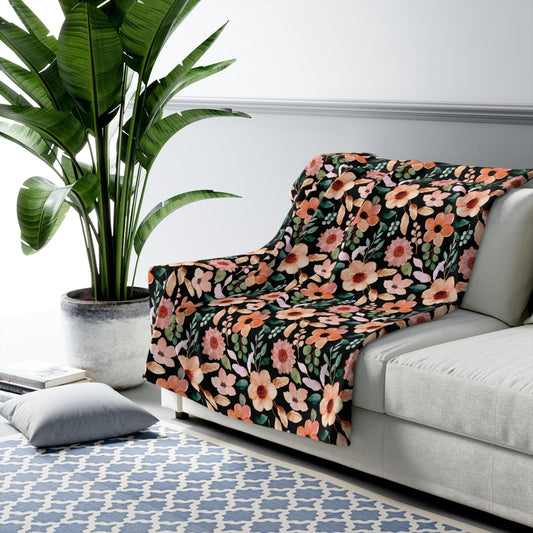 Floral Cottagecore Sherpa Fleece Blanket