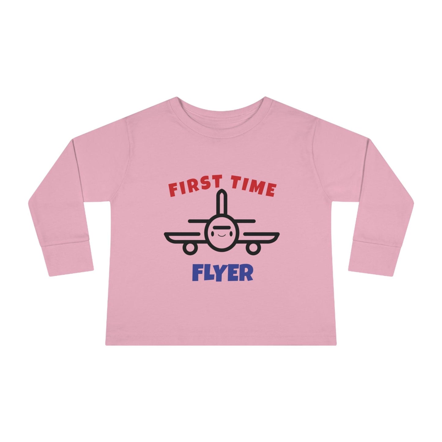 pink first time flyer toddler long sleeve shirt