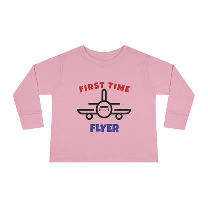 pink first time flyer toddler long sleeve shirt