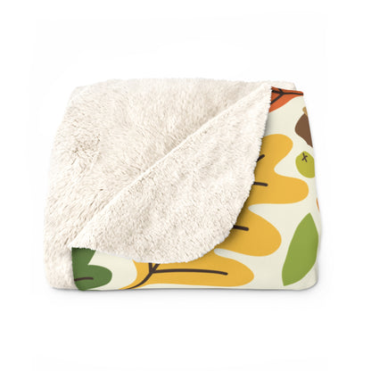 Autumn Leaves Sherpa Blanket, Fall Leaves and Acorns Fleece Blanket