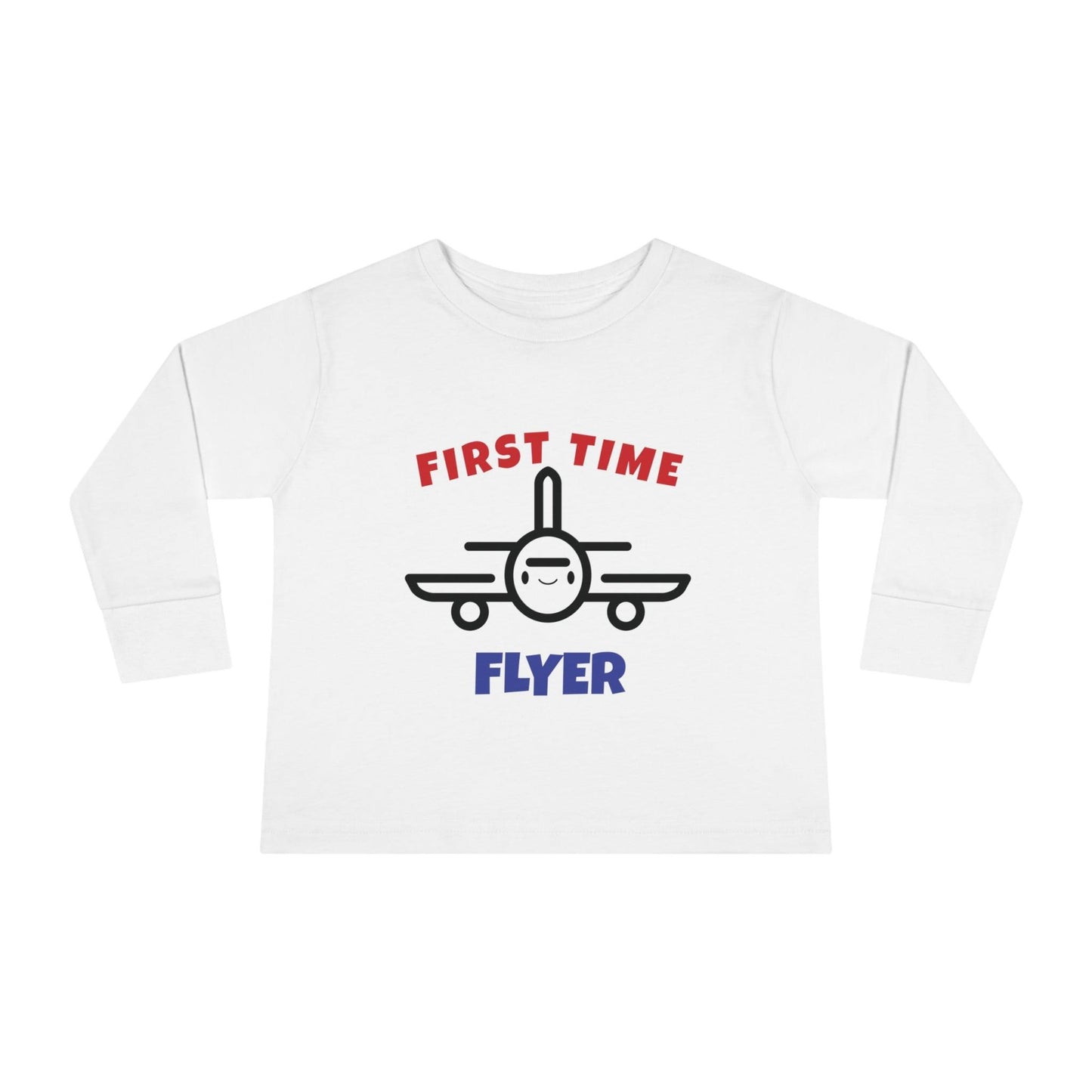 white first time flyer toddler long sleeve shirt