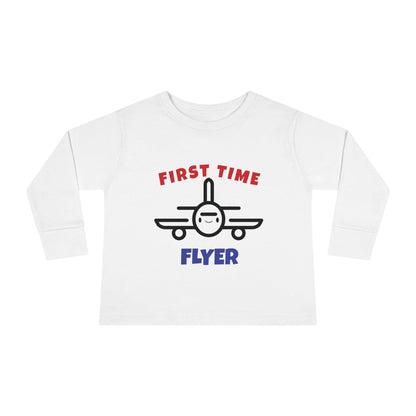 white first time flyer toddler long sleeve shirt