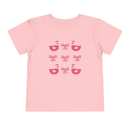 pink chicken and bows toddler girl shirt