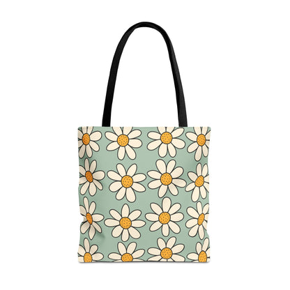 Daisies Tote Bag, Boho Daisies with All Over Print Tote, Plant Lady Bag, Gardener Accessory Bag