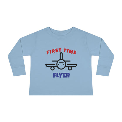 light blue first time flyer toddler long sleeve shirt