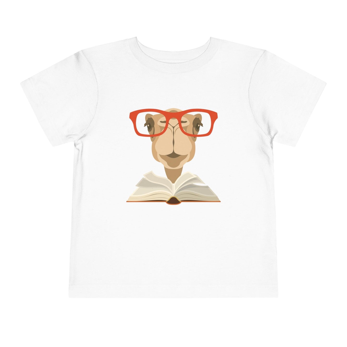 white camel reading book toddler t shirt