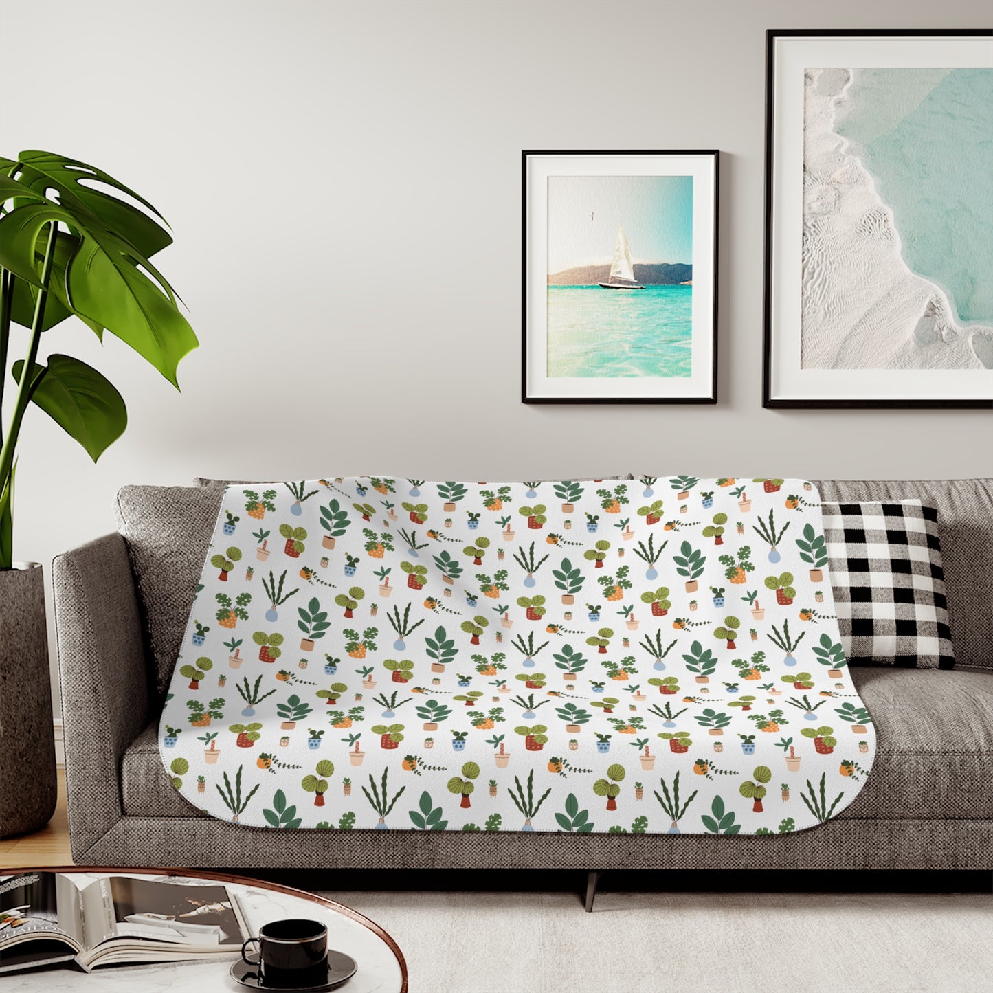 50x60 Plants Sherpa blanket on the couch