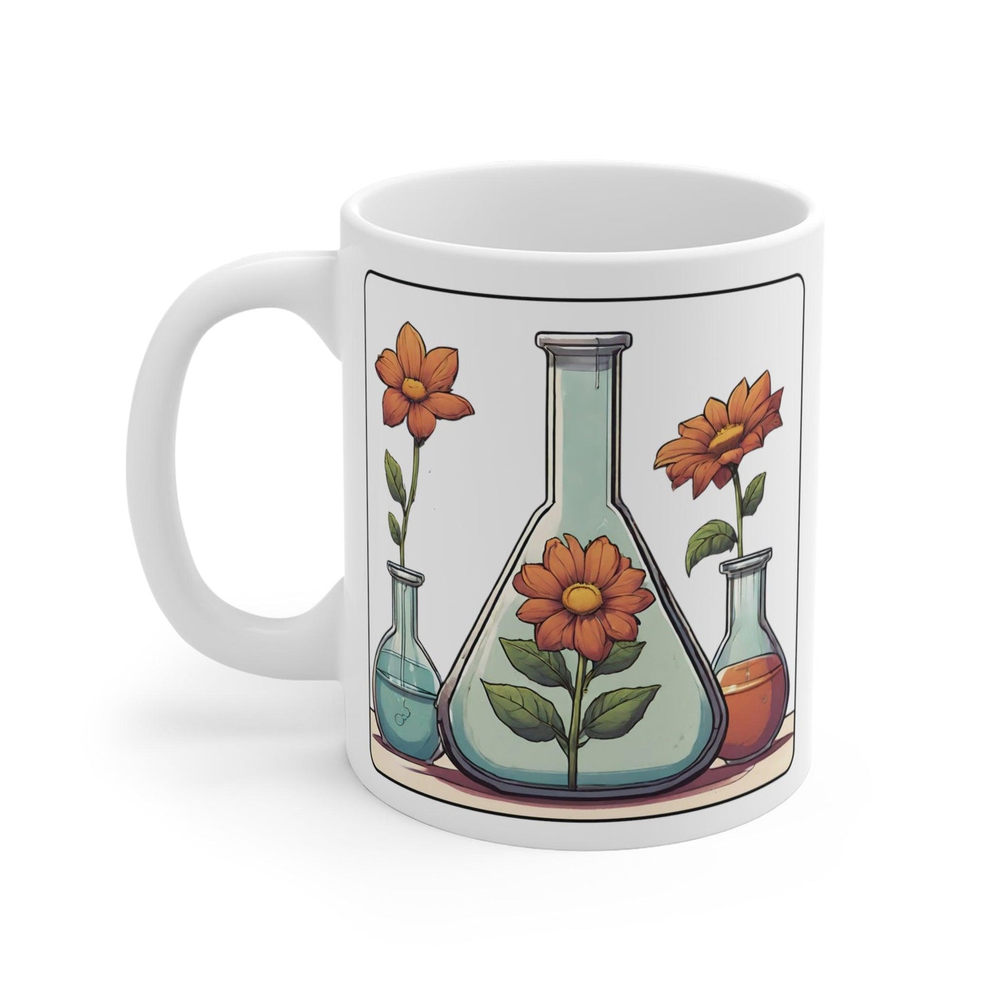 Scientist, Science Teacher Coffee Mug, Gift for Science Enthusiast, Chemistry Flower in Beaker Mug