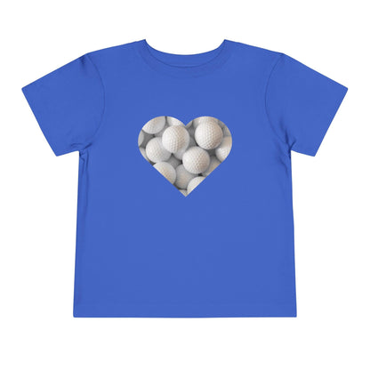 royal blue golf ball heart toddler t shirt