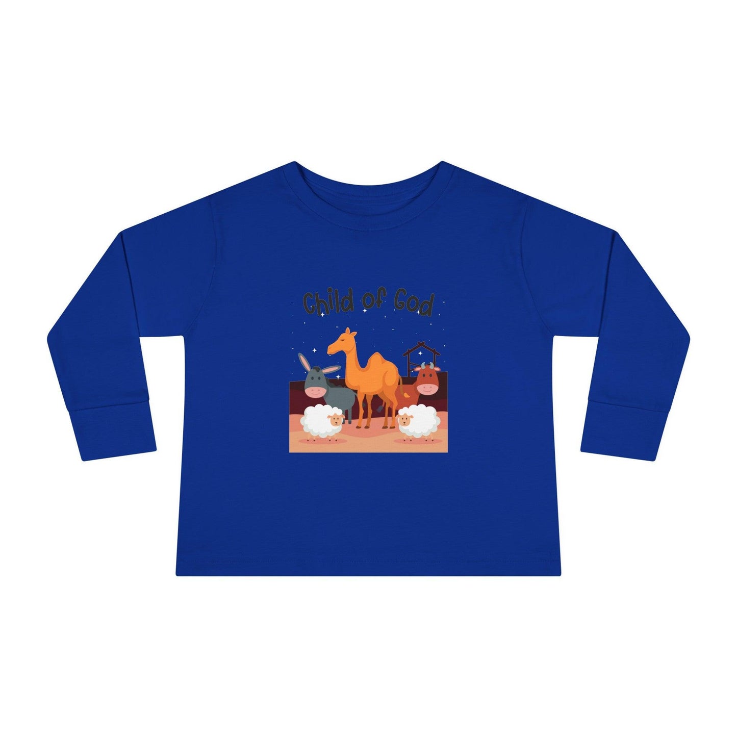 royal blue child of God toddler long sleeve shirt