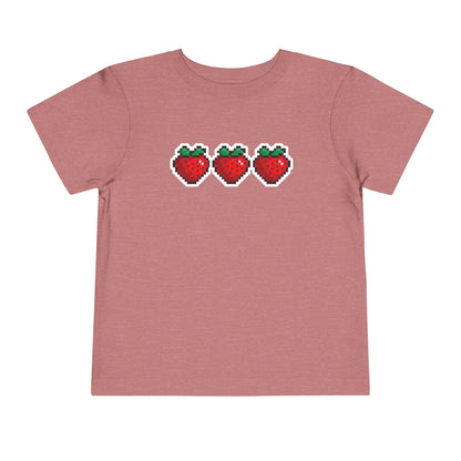 heather mauve strawberries pixelated sticker toddler t shirt