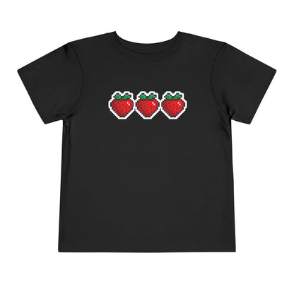 black strawberries pixelated sticker toddler t shirt