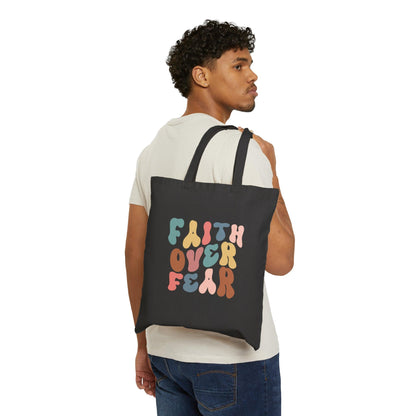 Faith Over Fear Canvas Tote Bag, Christian Bag, Pastor Gift