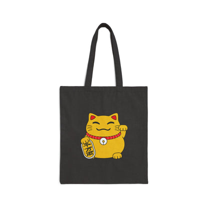 black Chinese cat canvas tote bag