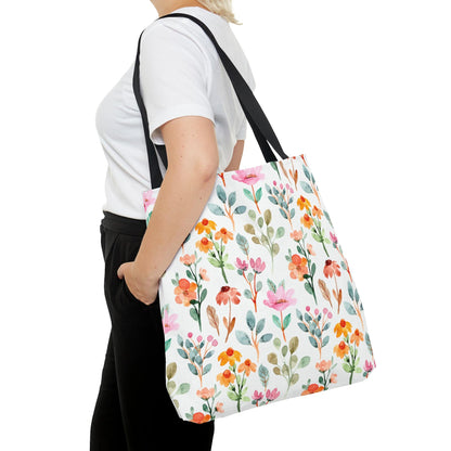 Floral Tote Bag, Beautiful Flowers with All Over Print Tote, Botanical Bag, Gardener Accessory Bag