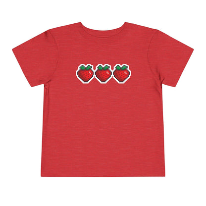 red strawberries pixelated sticker toddler t shirt