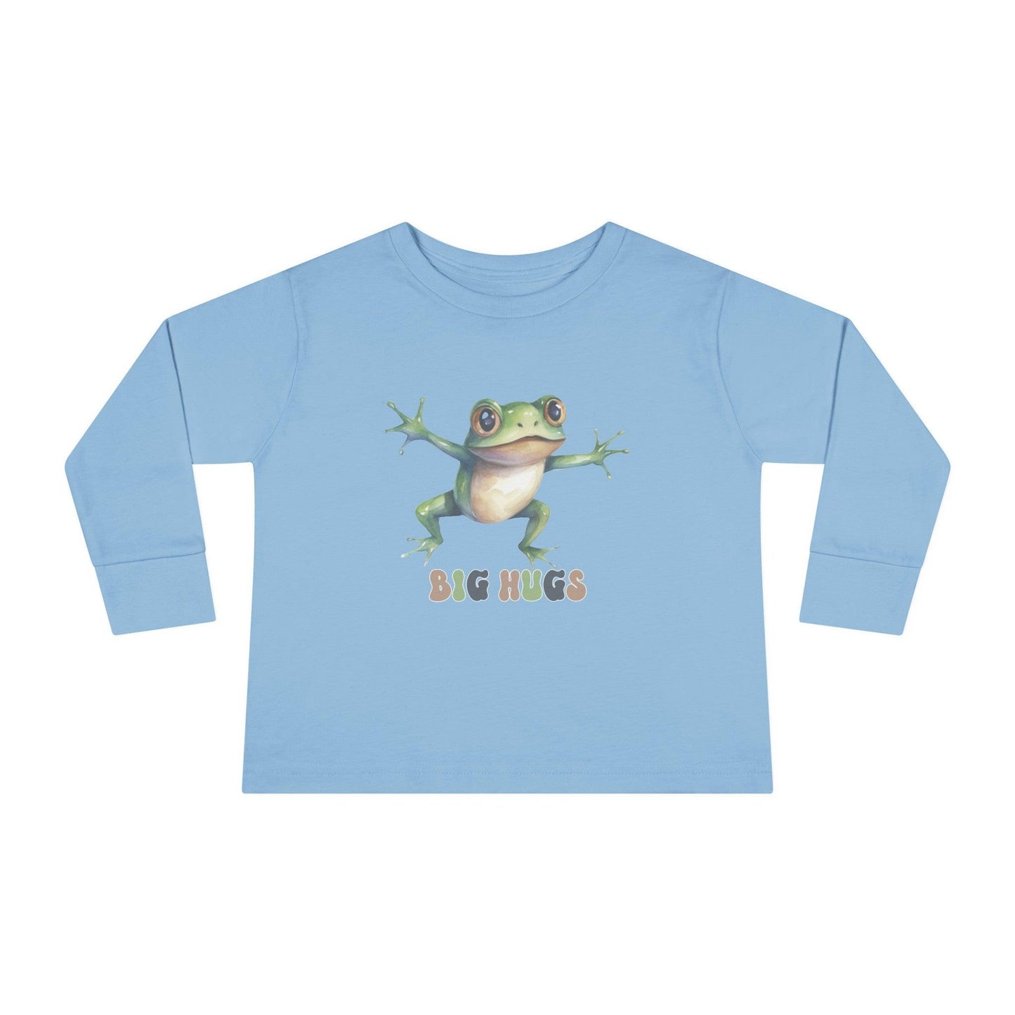 light blue frog big hugs toddler long sleeve shirt