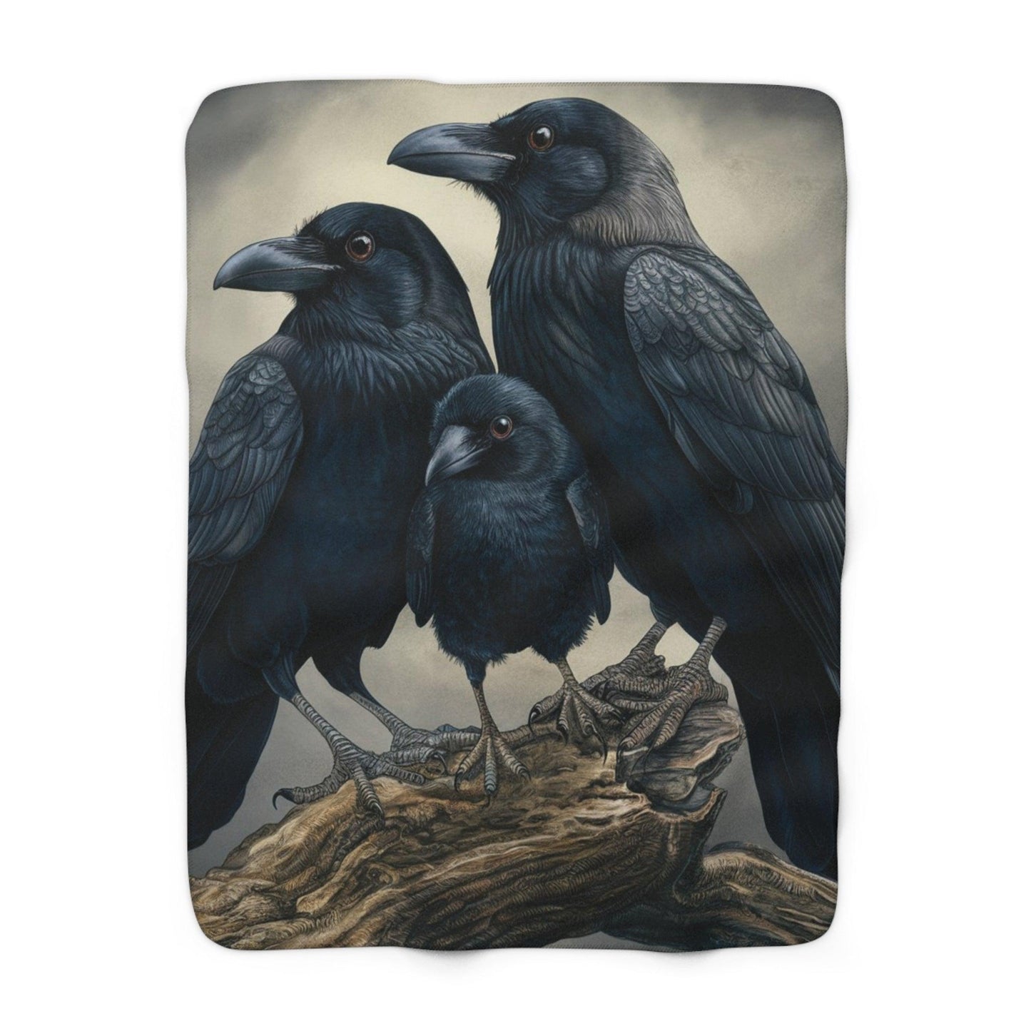 Crow Blanket, Crow Family Sherpa Fleece Blanket, Throw Blanket