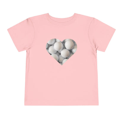 pink golf ball heart toddler t shirt